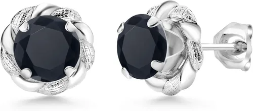 Vista 318 de Gem Stone King Aretes de plata de ley 925 de 0.236 in con piedra natal redonda para mujer