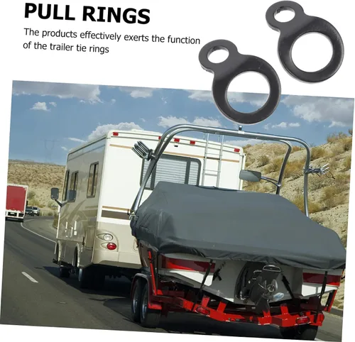 Vista 8 de Uonlytech 2 anillos de tracción resistentes para camiones y remolques, anclajes negros en forma de D con diseño resistente a la corrosión