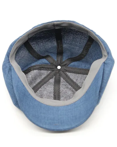 Vista 8 de Newsboy cap baker boy hat for men's cotton summer sun slouchy spring trendy blue (M=7 1/8=22 1/4=57)