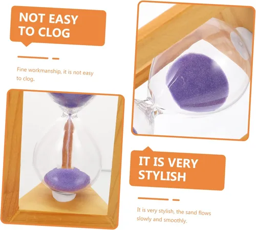 Vista 6 de Elegante Mini Reloj De Arena Temporizador De Arena Temporizador De 5 Minutos De Vidrio De Madera Home Dec