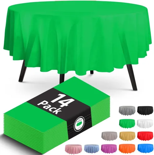 Vista 14 de Paquete de 14 manteles de plástico desechables rectangulares negros de 54 x 108 pulgadas - Cubiertas decorativas lisas para fiestas, bodas
