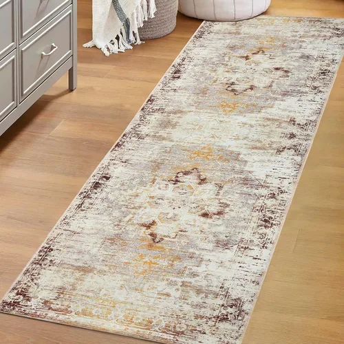 Vista 9 de SUPERIOR Medallion - Alfombra lavable, respaldo de algodón, alfombra para mesa de comedor, alfombra para vestíbulo, de fácil cuidado, alfombra Negro