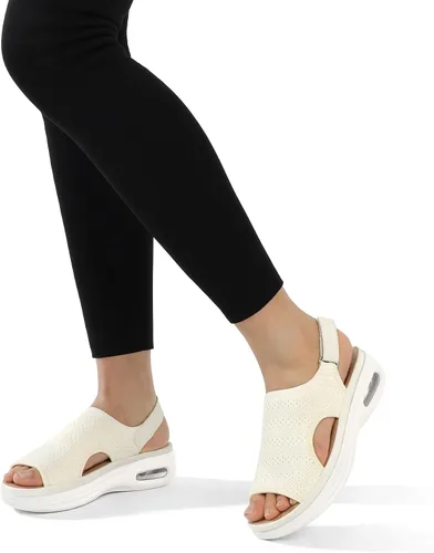 Vista 5 de mysoft Sandalias cómodas para caminar con amortiguación de aire para mujer, zapatos de plataforma de punto transpirable