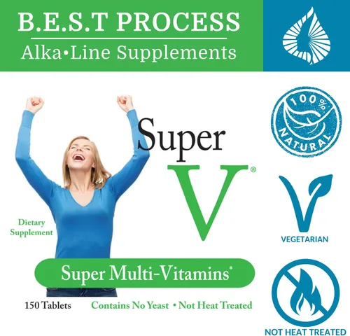 Vista 2 de SuperV Best Process AlkaIine — Multivitamínico energizante y desintoxicante — Vitaminas y minerales con enzimas digestivas, superalimentos y hierbas