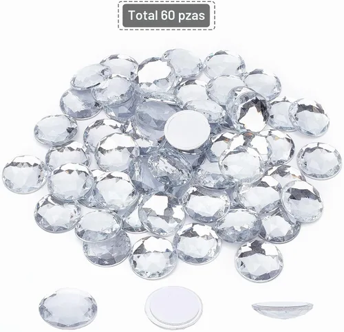 Vista 4 de FINGERINSPIRE 60 diamantes de imitación acrílicos redondos autoadhesivos de 0.984 in Redondo transparente 0.984 in