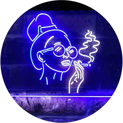 Vista 9 de ADVPRO Señal de neón LED de doble color rojo y azul para fumar mujer mala perra cueva cobertizo cueva st6s43-i3869-rb