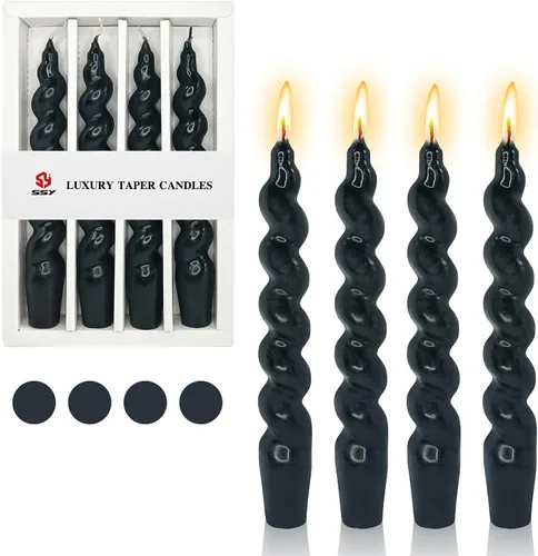 Vista 63 de SM101 - Vela cónica roja, velas en espiral de 10 pulgadas, velas largas cónicas sin goteo para cena, mesa de comedor, boda, fiesta, fiesta, Rojo