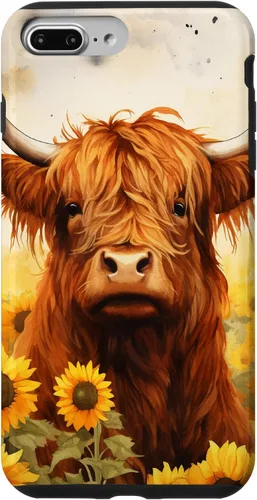 Vista 12 de Highland Cow Animal Lover Watercolor Sunflower Case for iPhone 17
