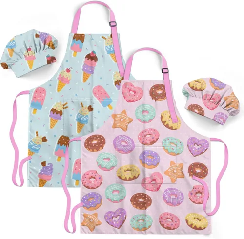 Vista 25 de SANDJEST Juego de delantal para niños con gorro de chef, regalos de delantal de cocina Alfabeto