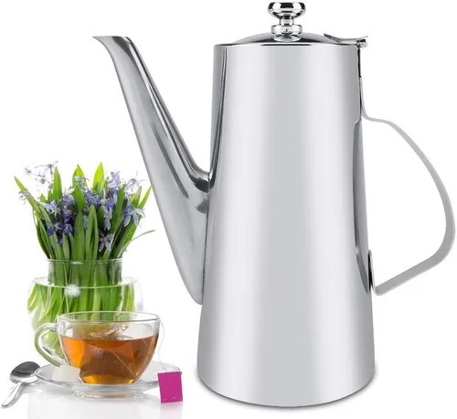 Vista 6 de Hervidor de acero inoxidable, 2L de acero inoxidable espesado, elegante tetera para té, café, agua para el hogar, restaurante #2