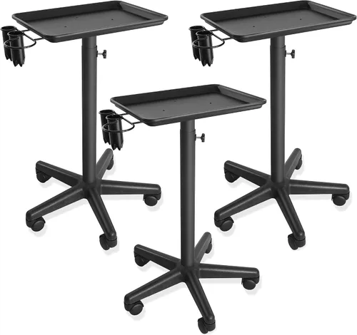 Vista 9 de Saloniture Premium Bandeja de aluminio para instrumentos, con carrito, Negro