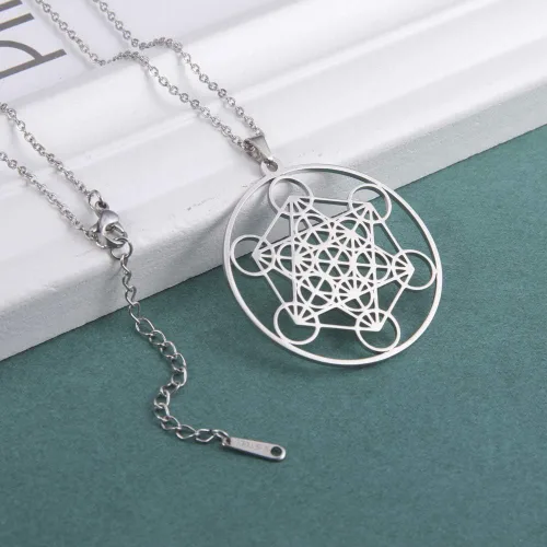 Vista 5 de Anillo de collar con forma de cubo de metatrones ahuecado con forma de arcángel de estrella de David
