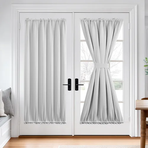 Vista 67 de Deconovo Cortinas opacas para puerta, bolsillo para cortinero y cortinas de bloqueo con aislamiento térmico para dormitorio, 137.16 x 189.2 cm, azul