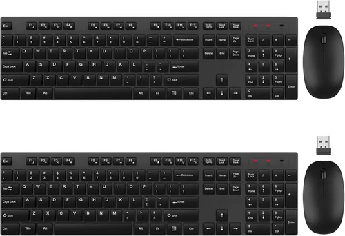 Vista 13 de Combo de teclado y mouse inalámbrico, EDJO, teclado y mouse USB inalámbrico silencioso de tamaño completo, 2.4GHz sin retraso, larga duración