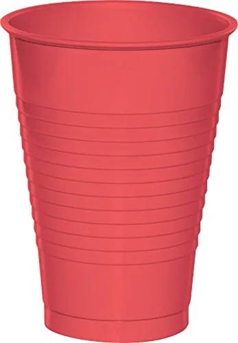 Vista 3 de Creative Converting Touch of Color - Vasos de plástico prémium para fiestas, 12 onzas, rojo clásico
