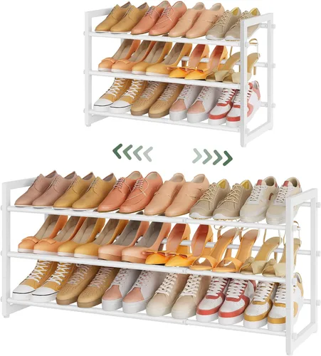 Vista 21 de FAVOOSTY Zapatero Expandible de 2 Niveles, Estante Ajustable para Zapatos Organizador de Almacenamiento que Ahorra Espacio de Metal Independiente
