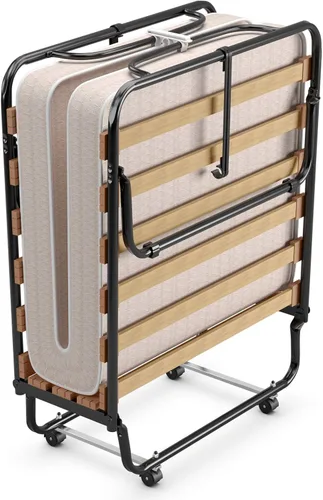 Vista 10 de Giantex Cama plegable con colchón para adultos, camas de invitados plegables con colchón de espuma viscoelástica y marco de metal, fabricada