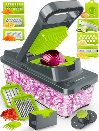 Vista 12 de PrepNaturals Picador de verduras con recipiente, picador de verduras, picador de alimentos y picador de cebolla, cortador de mandolina para cocina