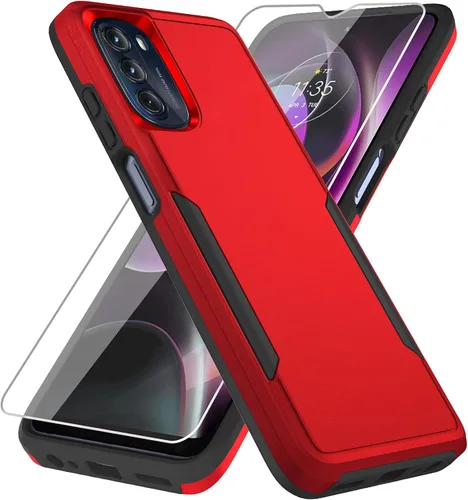 Vista 23 de Funda para Moto G 5G 2022, con protector de pantalla [prueba de caídas de grado militar], funda protectora resistente de servicio pesado robusto a