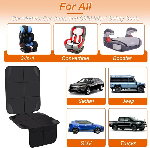 Vista 6 de Husfunov - Protector de asiento de auto, paquete de 2 unidades de almohadilla para asiento de auto, con el acolchado más grueso y respaldo
