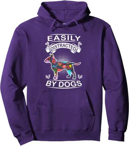 Vista 14 de Easily Distracted By Dogs Bull Terrier Dog Lovers Puppy Pullover Hoodie