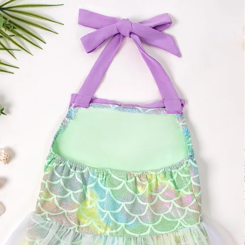 Vista 4 de LYSMuch 3Mo-6T - Mameluco de sirena de una pieza para niña, vestido sin mangas, vestido de tul