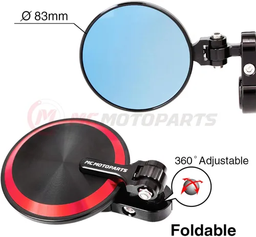Vista 2 de MC Motoparts Espejos de barra CNC Red Reborn compatibles con Z650 Z1000 Z900 Z900rs Z300 Ninja 400 2019 ER6F Z800