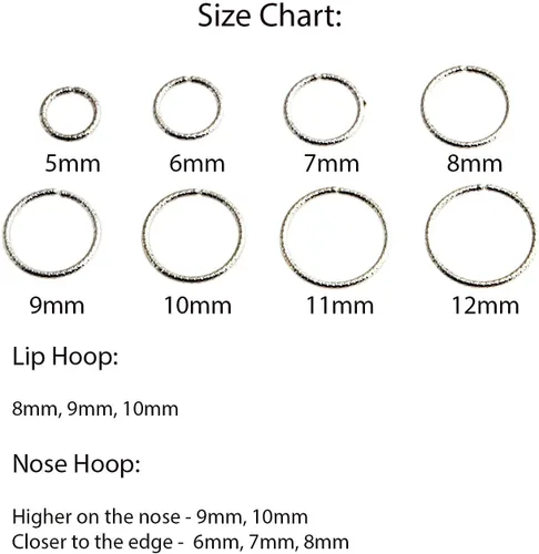 Vista 23 de Aretes de plata de ley abiertos para cartílago, tragus, delgados, calibre 22
