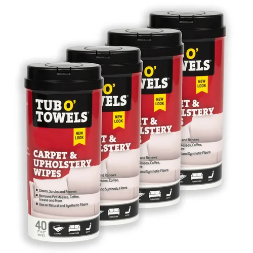 Vista 7 de Tub O' Towels Toallitas de limpieza para alfombras, alfombras y tapicería, removedor de manchas extra fuerte, poder de lucha contra los olores