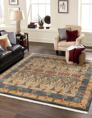 Vista 24 de Unique Loom Edinburgh Collection - Alfombra rectangular (2 pies x 3 pies 1 pulgada, rectangular, azul marino/bronceado)