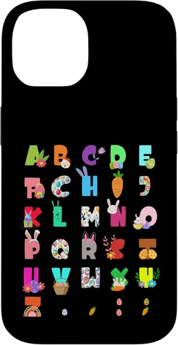 Vista 4 de Cute Alphabet Funny Easter Day ABC Letters Egg Rabbit Case for iPhone 17
