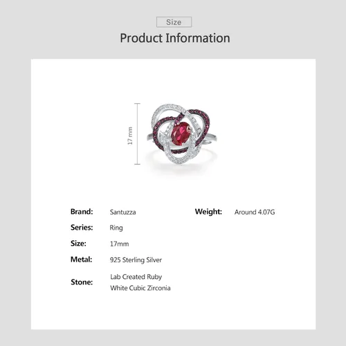 Vista 4 de Santuzza Anillo de plata de ley con piedras preciosas para mujer