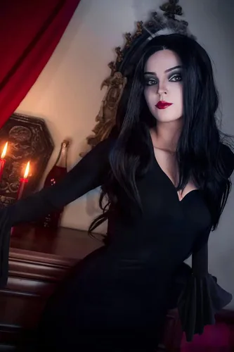 Vista 4 de Vestido negro hasta el suelo ajustado disfraz gótico de Halloween