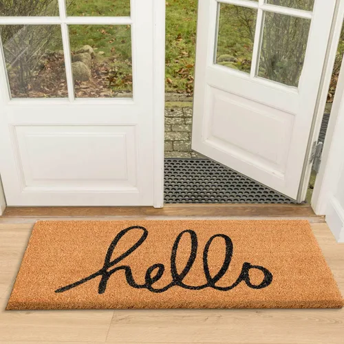 Vista 36 de LuxUrux Alfombra de Fibra de Coco de Bienvenida - Respaldo Extra Resistente, 17'' x 30'' Alfombra Natural para Puerta - Fácil de Limpiar, Hermoso