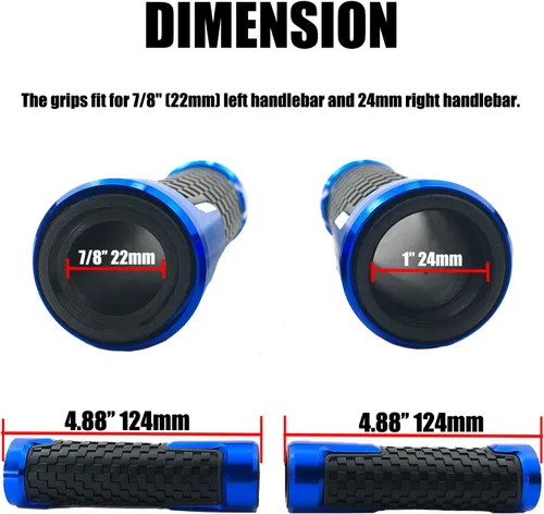 Vista 3 de Puños de motocicleta 78 pulgadas 0.866 in Universal antideslizante manillar Grips aluminio mango Grips para Suzuki GSXR 125 150 600 750 1000 (azul)