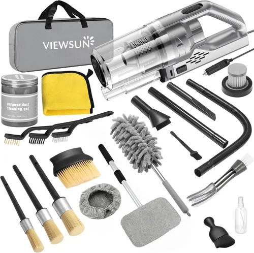Vista 13 de Kit de Limpieza para Automóvil, Kit de Detallado de Interiores de Automóvil con Aspiradora de Mano de Alta Potencia, Juego de Cepillos de Detallado