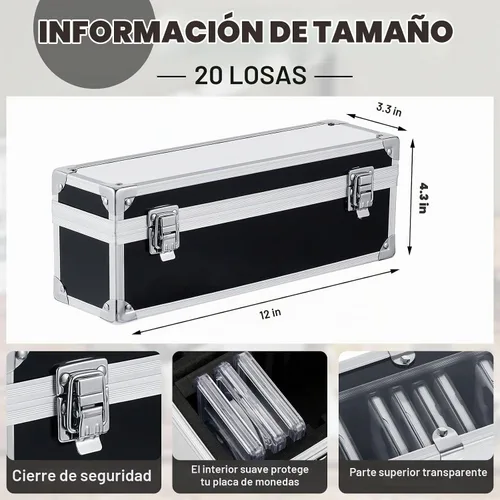 Vista 2 de Funrous Caja de Almacenamiento de Monedas de Aluminio 100/50/20 Slabs para Portadores de Slabs Suministros para Colección y Almacenamiento Caja