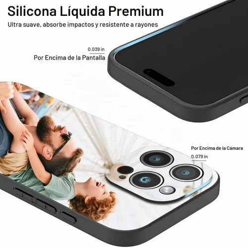 Vista 4 de Funda de teléfono personalizada para iPhone 17 16 15 14 13 12 11 (Air/Pro Max/Pro/Mini/XR/Plus/SE) – Funda de silicona líquida mate a prueba