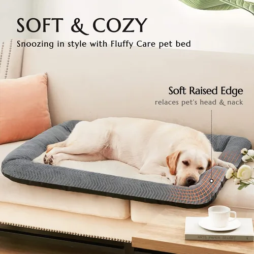 Vista 3 de Acogedora alfombra para dormir para mascotas, almohadilla lavable con funda suave para cama de perro y parte inferior antideslizante, se adapta a