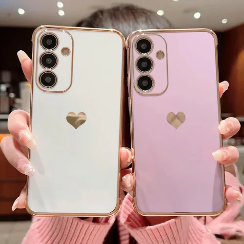 Vista 62 de phylla Funda de teléfono compatible con Samsung Galaxy A12 de 6.5 pulgadas, lindo corazón chapado en oro, elegante funda de lujo para mujer