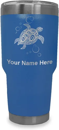 Vista 16 de LaserGram Vaso aislado al vacío de 20 onzas, tortuga marina hawaiana, grabado personalizado incluido (morado claro)
