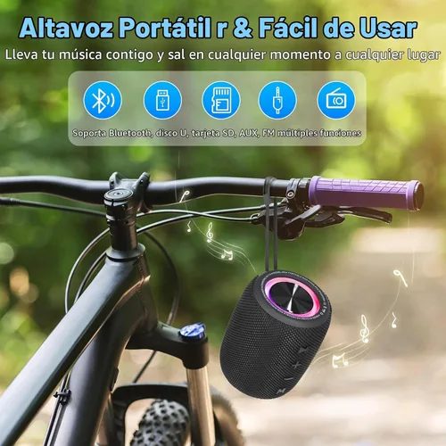 Vista 6 de Altavoz Bluetooth portátil, altavoz inalámbrico BT5.3 de 20W con diafragmas de graves, luces LED multimodos dinámicos, IPX6 resistente al agua