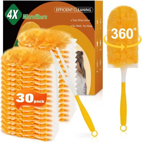 Vista 8 de Mango extensible de 6 pies con 20 piezas, kit de repuestos de plumero resistente de 360° para Swiffer, microfibra electrostática 4 veces