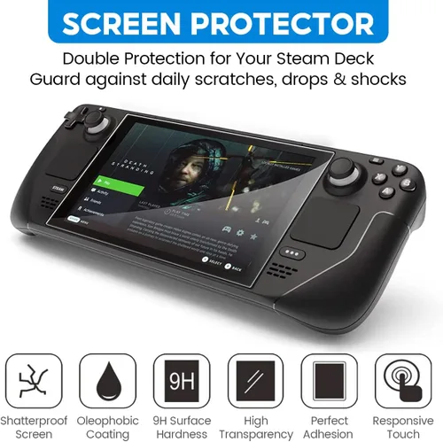 Vista 3 de BELIEFLUO Protector de pantalla de cubierta de vapor, protector de vidrio templado transparente HD compatible con Steam Deck de 7 pulgadas 2022.