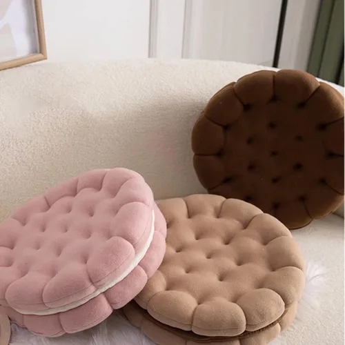 Vista 6 de Cojín de felpa para galletas, color beige, almohada gruesa y redonda para suelo, para patio, balcón, silla