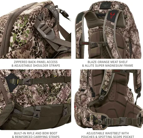 Vista 5 de Badlands Mochila de caza 2200 con transportador de carne integrado Featuring a quick-deploy meat shelf and supportive suspension to distribute