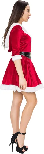 Vista 4 de Higen Disfraz de Papá Noel para mujer, disfraz de Navidad de Mrs. Claus para cosplay, Rojo