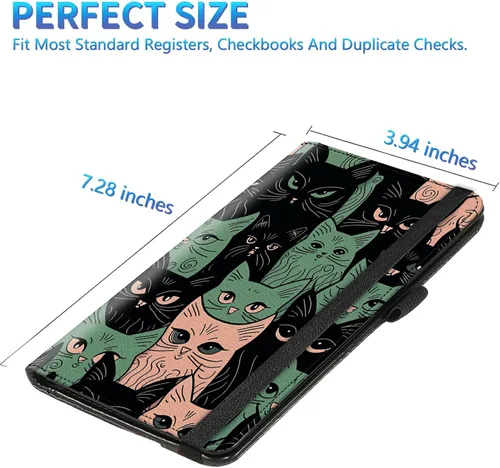 Vista 69 de Funda para chequera para hombres y mujeres, cartera de cuero RFID con ranuras para tarjetas de crédito, soporte de cheques duplicados personales