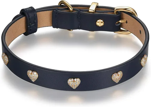 Vista 11 de SCAMPER & CO Collar de perro chapado en oro amarillo de 18 quilates con hebilla chapada en oro amarillo de 18 quilates, collar de perro con corazón