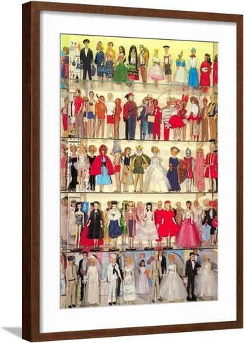 Vista 15 de ART Impresión artística de pared Barbie Doll Collection, retro sobre marco negro, 17 x 23 pulgadas
